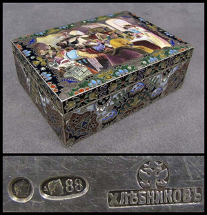 Important 19th-century Russian enameled silver box, signed I.P. Khlebnikov. Courtesy William Jenack Estate Appraisers & Auctioneers.